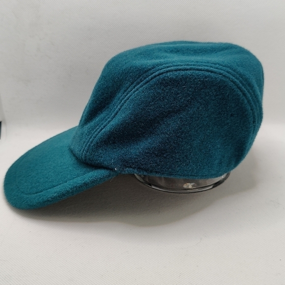 Vintage GAP Teal Blue Green Wool Cap Newsboy Cabbie Hat Fitted Back Small Medium - Picture 3 of 9